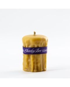 Cheeky Bee - Beeswax Candle - Dripped 2.5" x 3.5" - Gold 
