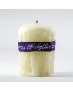 Cheeky Bee - Beeswax Candle - Dripped 2.5" x 3.5" - Ivory