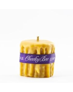 Cheeky Bee - Beeswax Candle - Dripped 3.3" x 3.5" - Gold